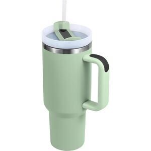 NWT ~ 40 oz. Sage Green Tumbler & Handle & Straw Stainless Steel Water Bottle